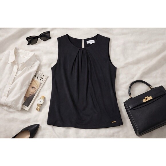 Calvin Klein Tops - Calvin Klein Minimalist Tank Top Gray Keyhole Back 90s CBK Style Blouse